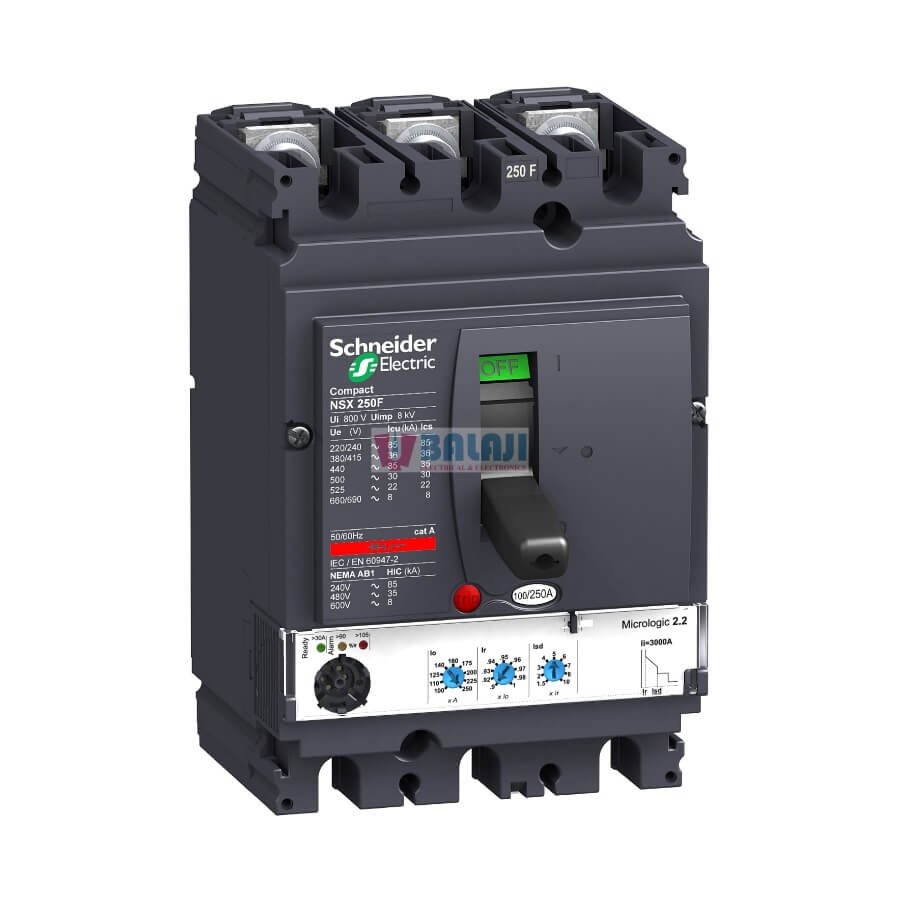 Schneider Circuit Breaker LV431770  36 kA at 415 VAC, Micrologic-2.2-trip-unit-250-A-3-poles-3d