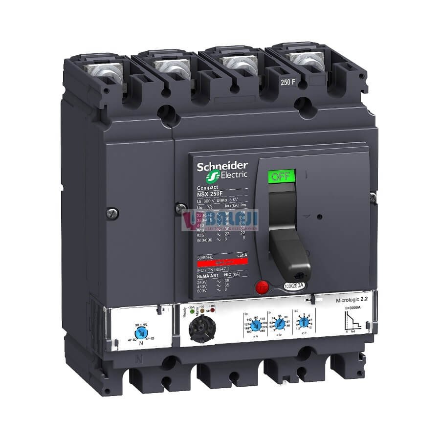 Schneider Circuit Breaker LV431780-36 kA-at 415-VAC-Micrologic-2.2-trip-unit-250-A-4-poles-4d