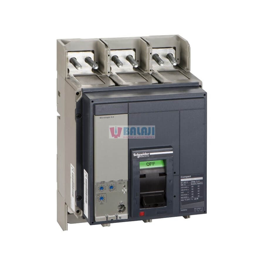 Schneider Circuit Breaker NS1250 33478 50 kA at 415 VAC, Micrologic 2.0 trip unit, 1250 A, fixed,3 poles 3d