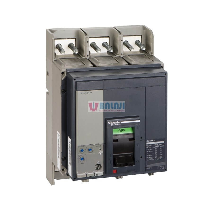 Schneider Circuit Breaker NS1600 33482 50 kA at 415 VAC, Micrologic 2.0 trip unit, 1600 A, fixed,3 poles 3d