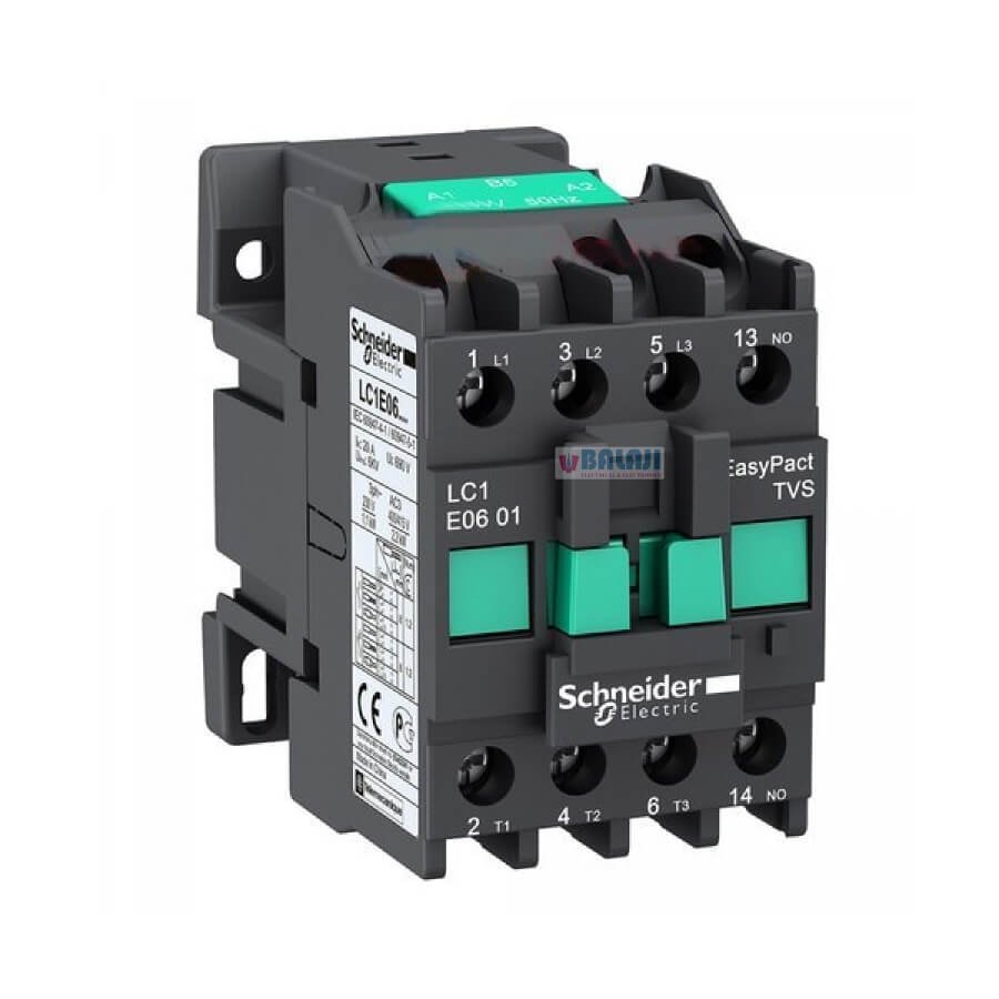 Schneider Contactor LC1E0601-3POLE-6A-1NC-2.2KW-3HP
