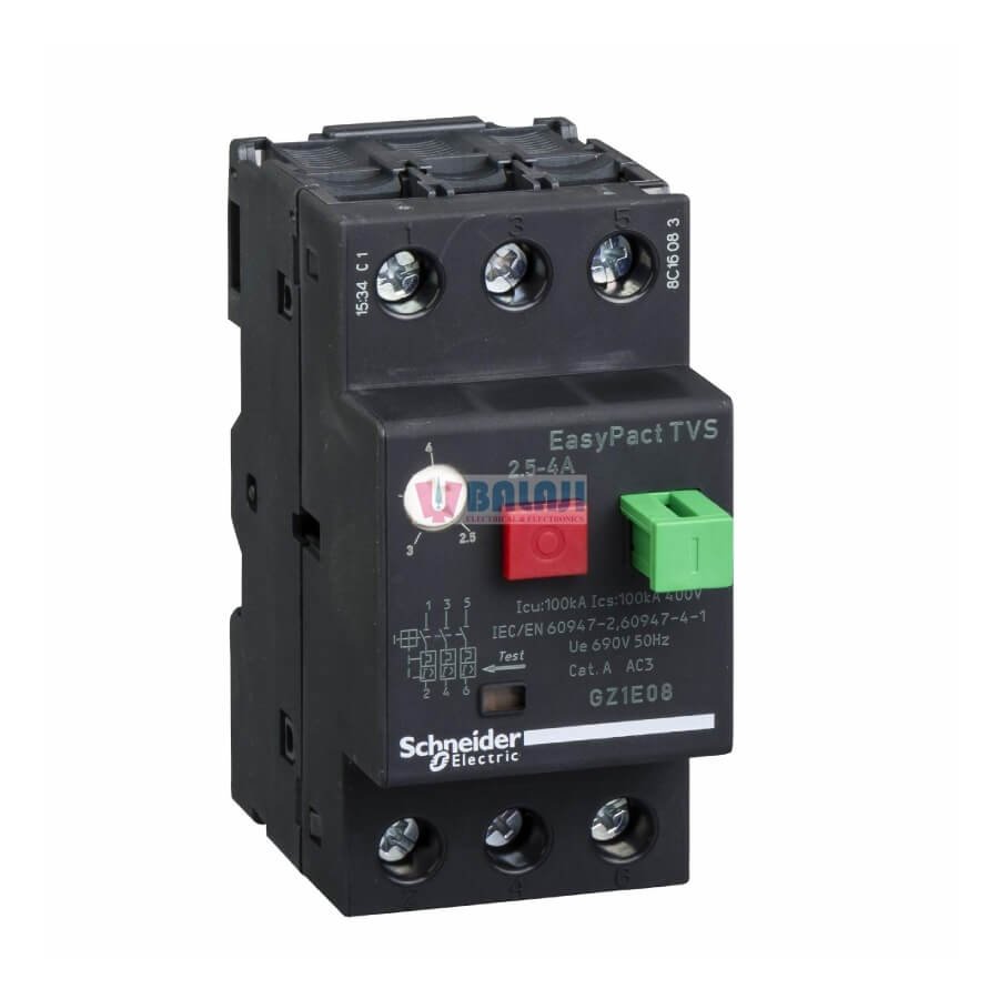 Schneider Motor Circuit Breaker GZ1E08  3 poles 3d - 2.5-4A - thermomagnetic trip unit