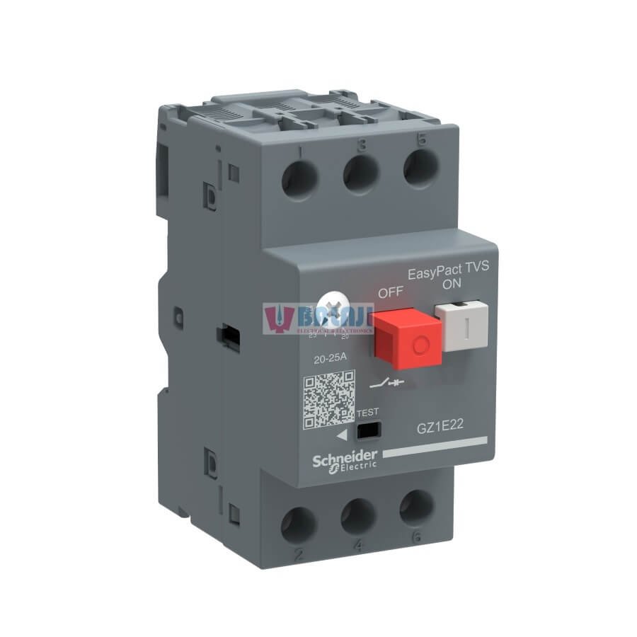 Schneider Motor Circuit Breaker GZ1E22 3 poles 3d - 20-25A - thermomagnetic trip unit